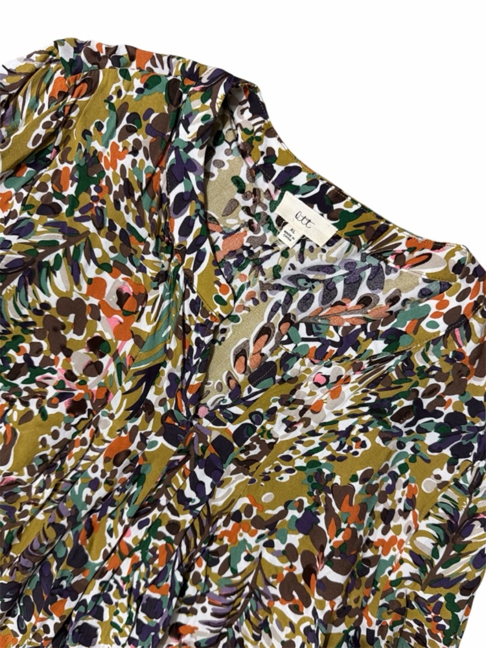 OTT Olive Multi Abstract Print Blouse